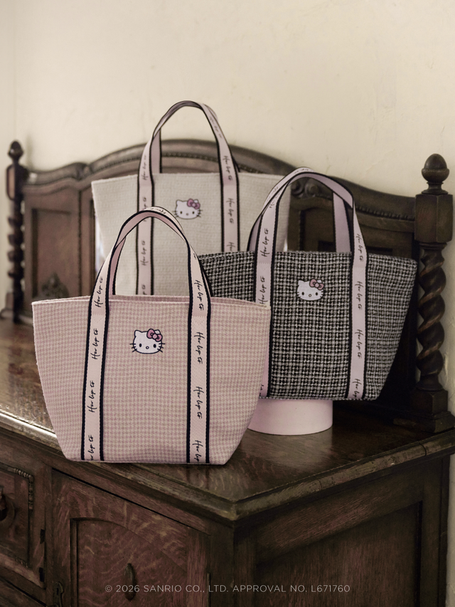 HLT x Hello Kitty Tweed Tote Bag